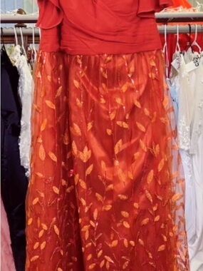 Orange Leaf Embroidered Gown